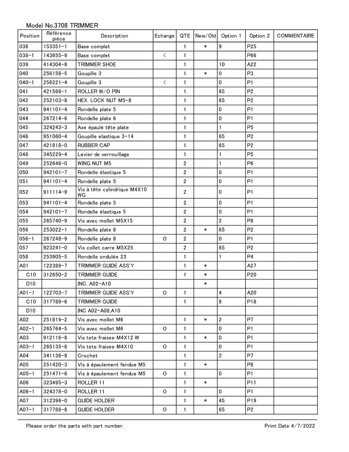 Vue éclatée Makita 3708 - page 3