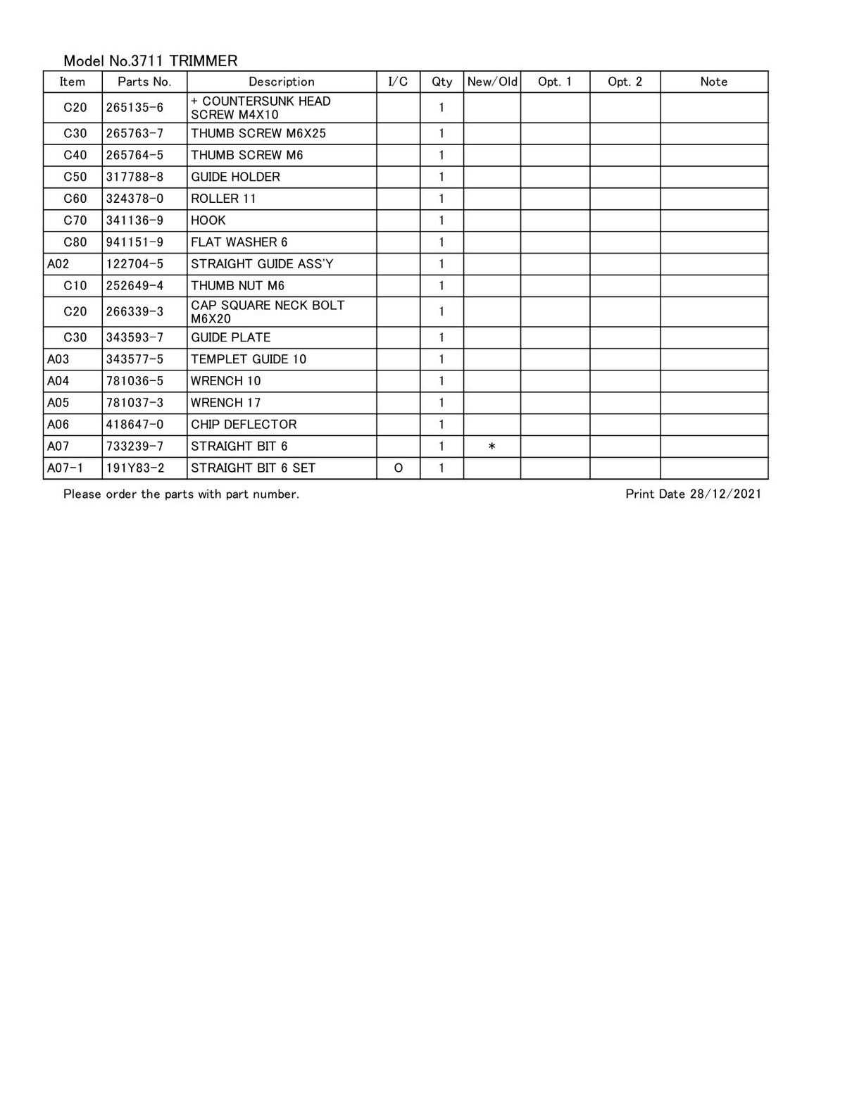Vue éclatée Makita 3711 - page 3