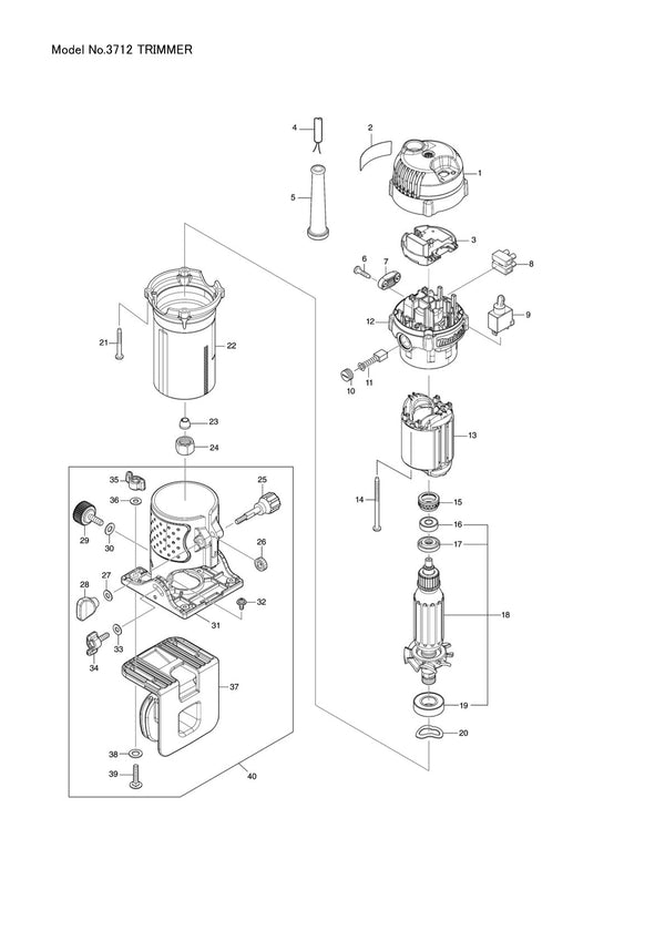 Vue éclatée Makita 3712 - page 1