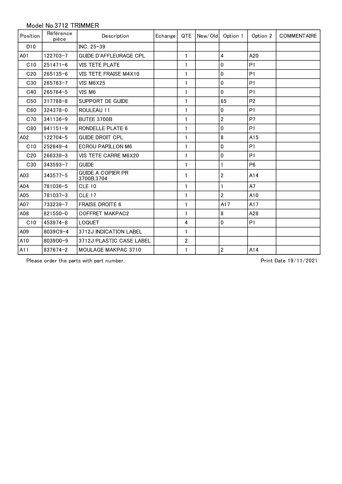 Vue éclatée Makita 3712 - page 3