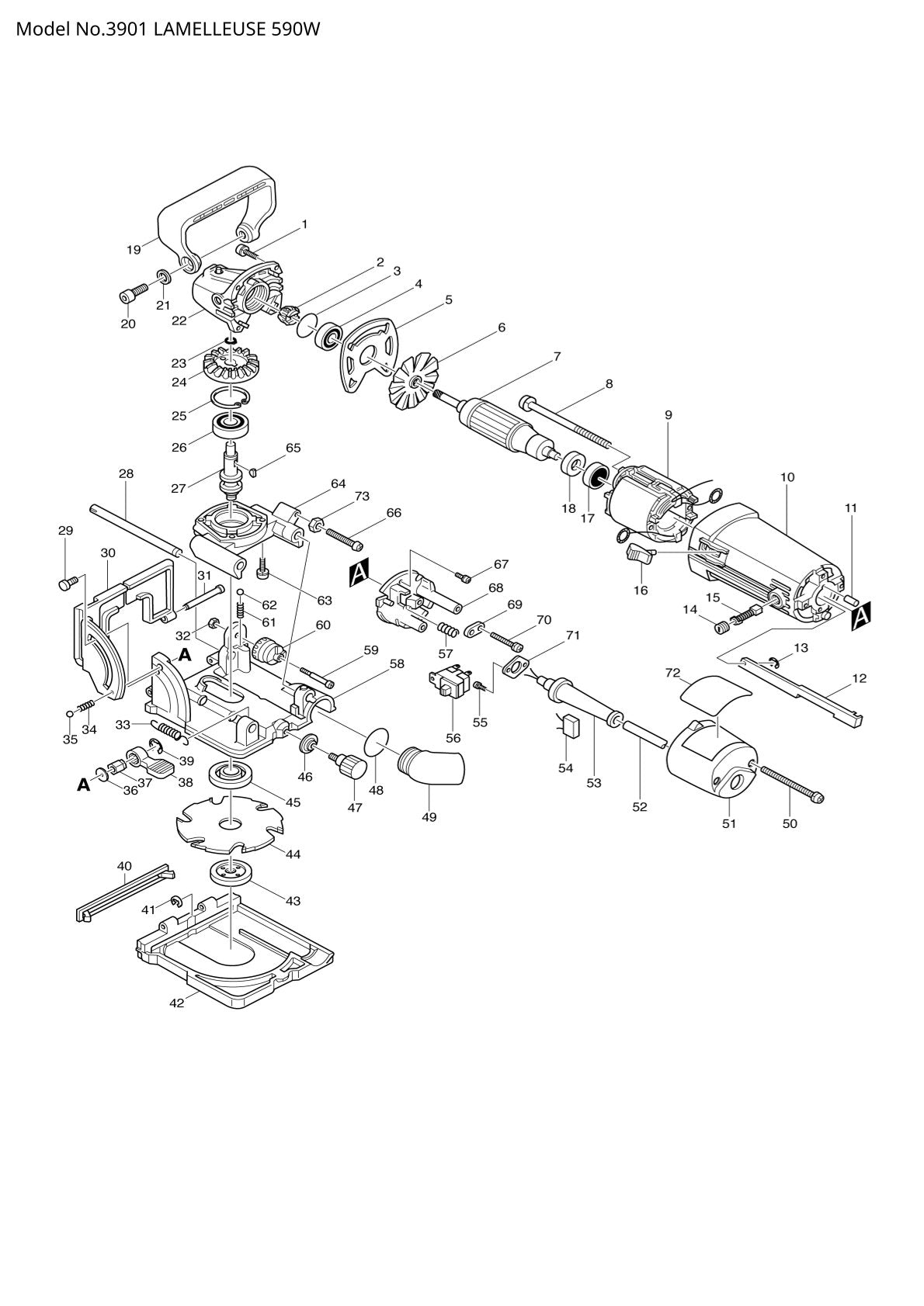 Vue éclatée Makita 3901 - page 1