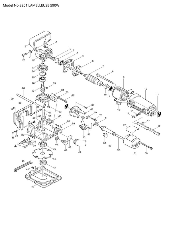 Vue éclatée Makita 3901 - page 1
