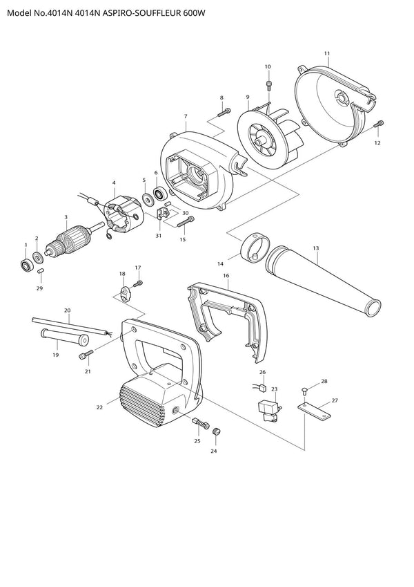 Vue éclatée Makita 4014N - page 1