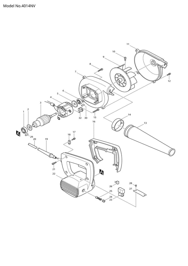 Vue éclatée Makita 4014NV - page 1