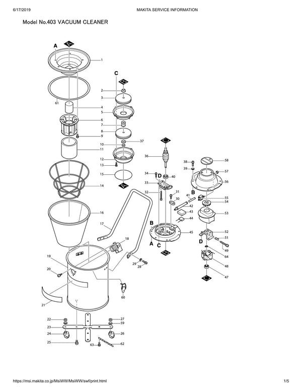 Vue éclatée Makita 403 - page 1