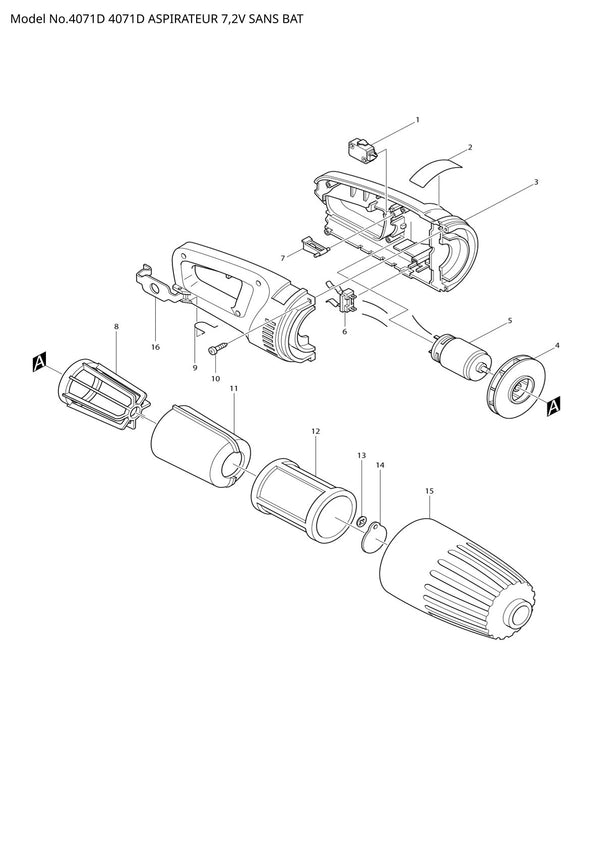 Vue éclatée Makita 4071D - page 1