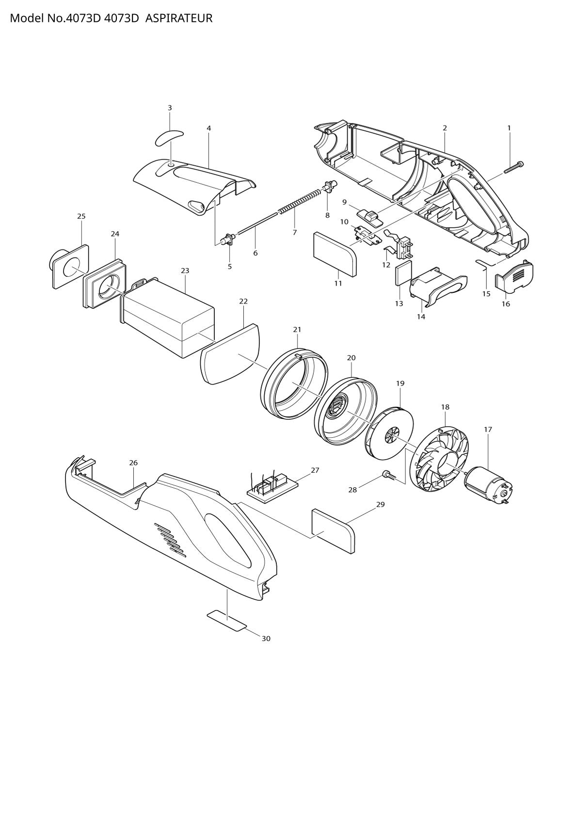 Vue éclatée Makita 4073D - page 1