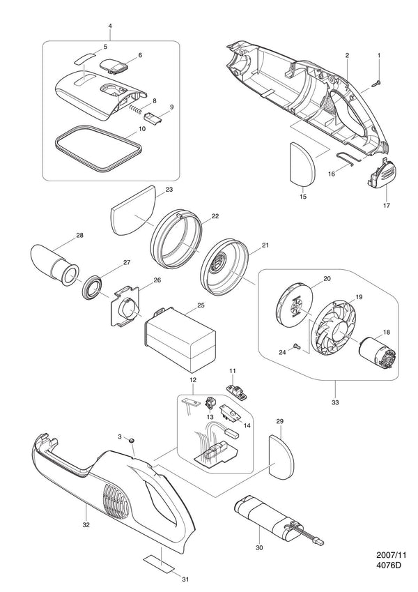 Vue éclatée Makita 4076D - page 1
