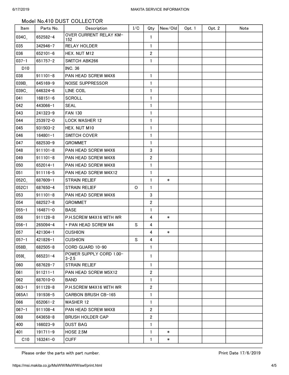 Vue éclatée Makita 410 - page 4