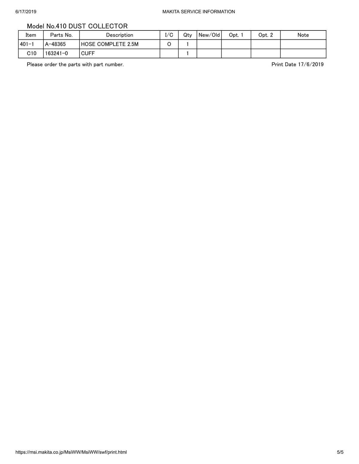 Vue éclatée Makita 410 - page 5