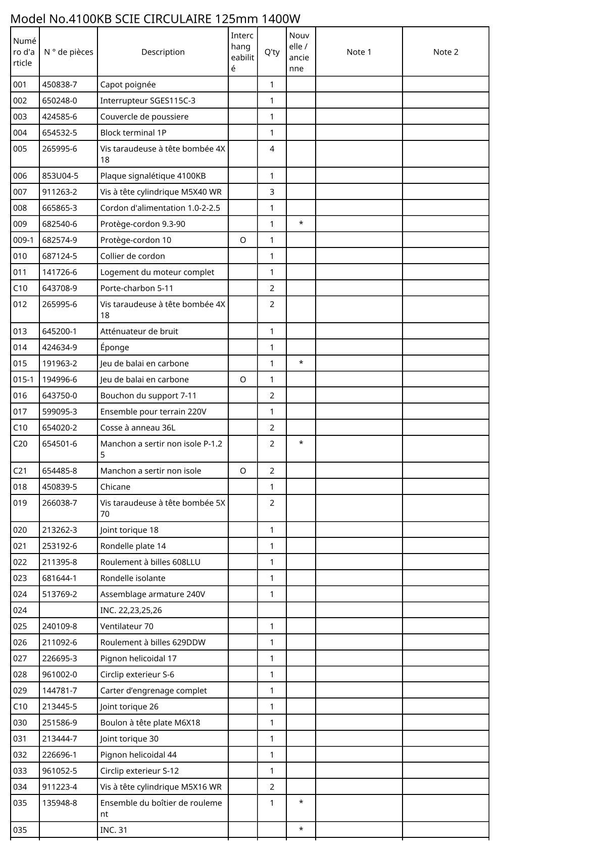 Vue éclatée Makita 4100KB - page 2
