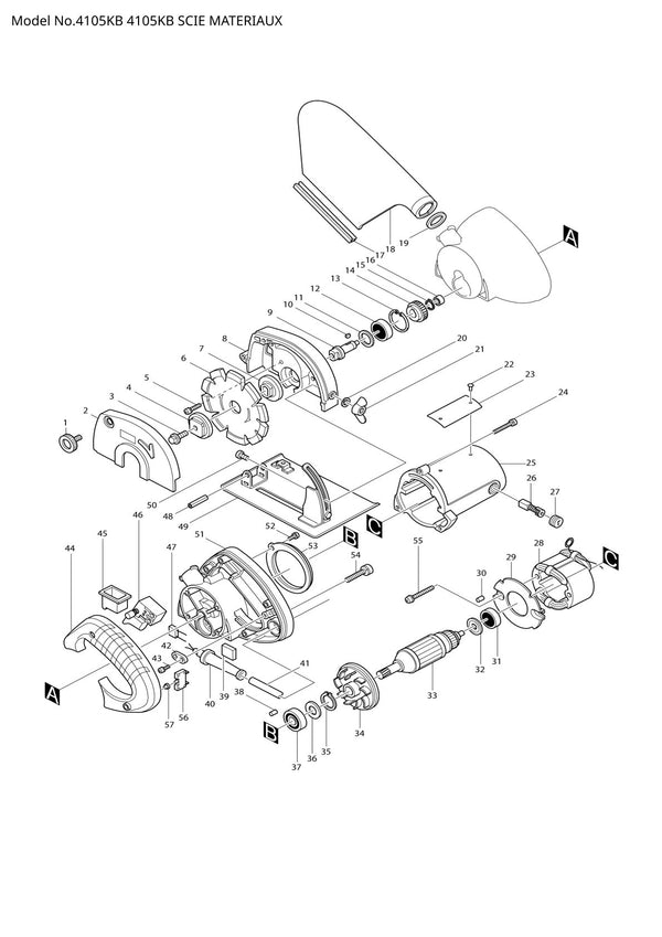 Vue éclatée Makita 4105KB - page 1