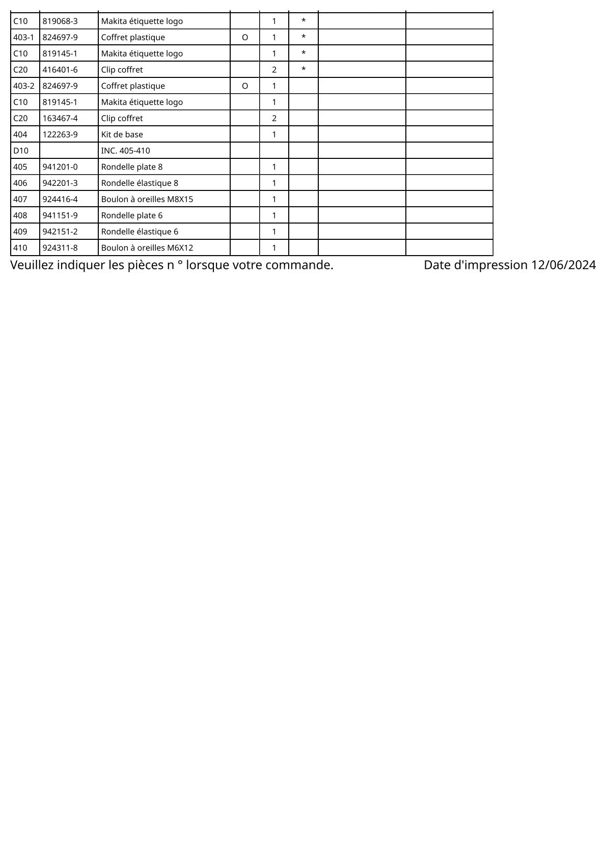 Vue éclatée Makita 4110C - page 4