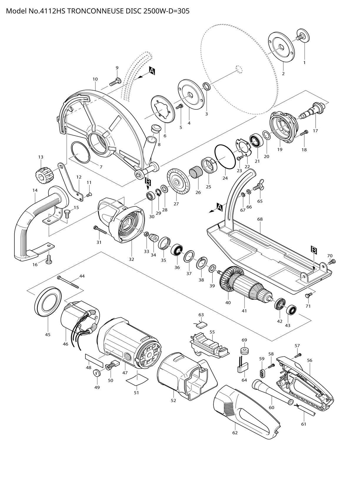 Vue éclatée Makita 4112HS - page 1