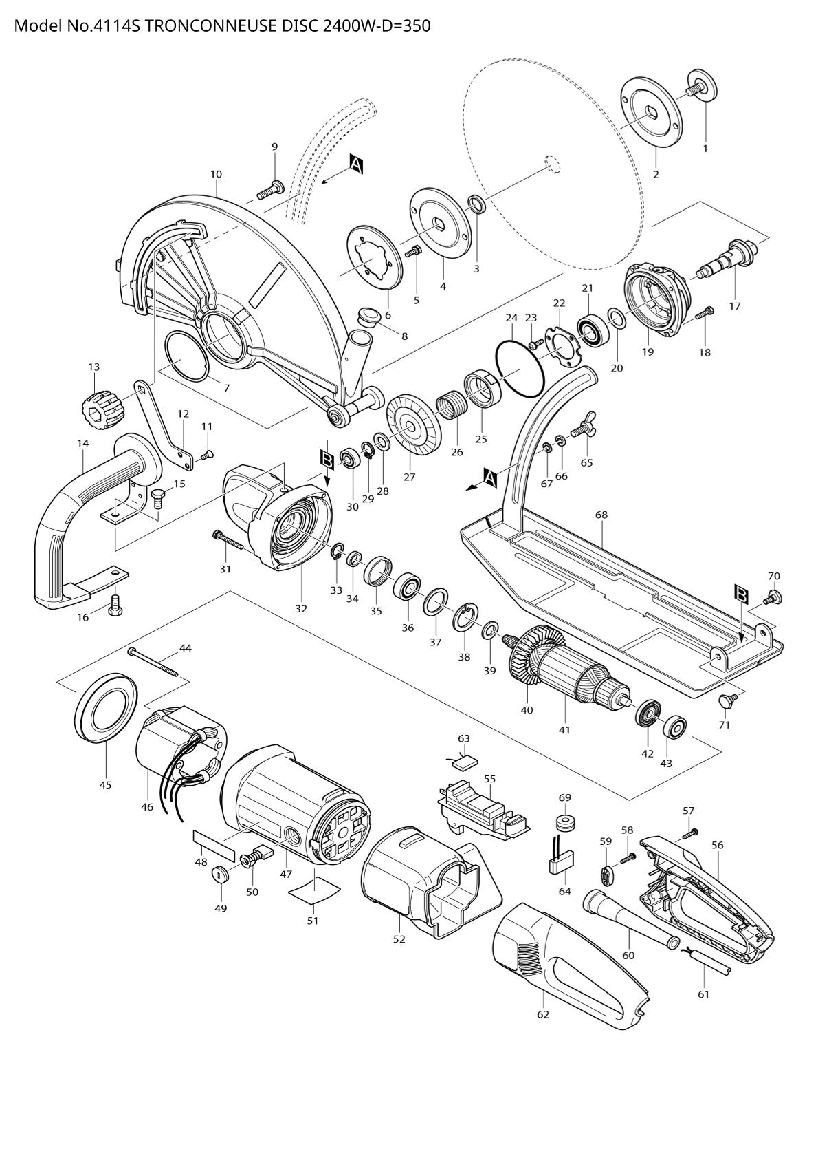 Vue éclatée Makita 4114S - page 1
