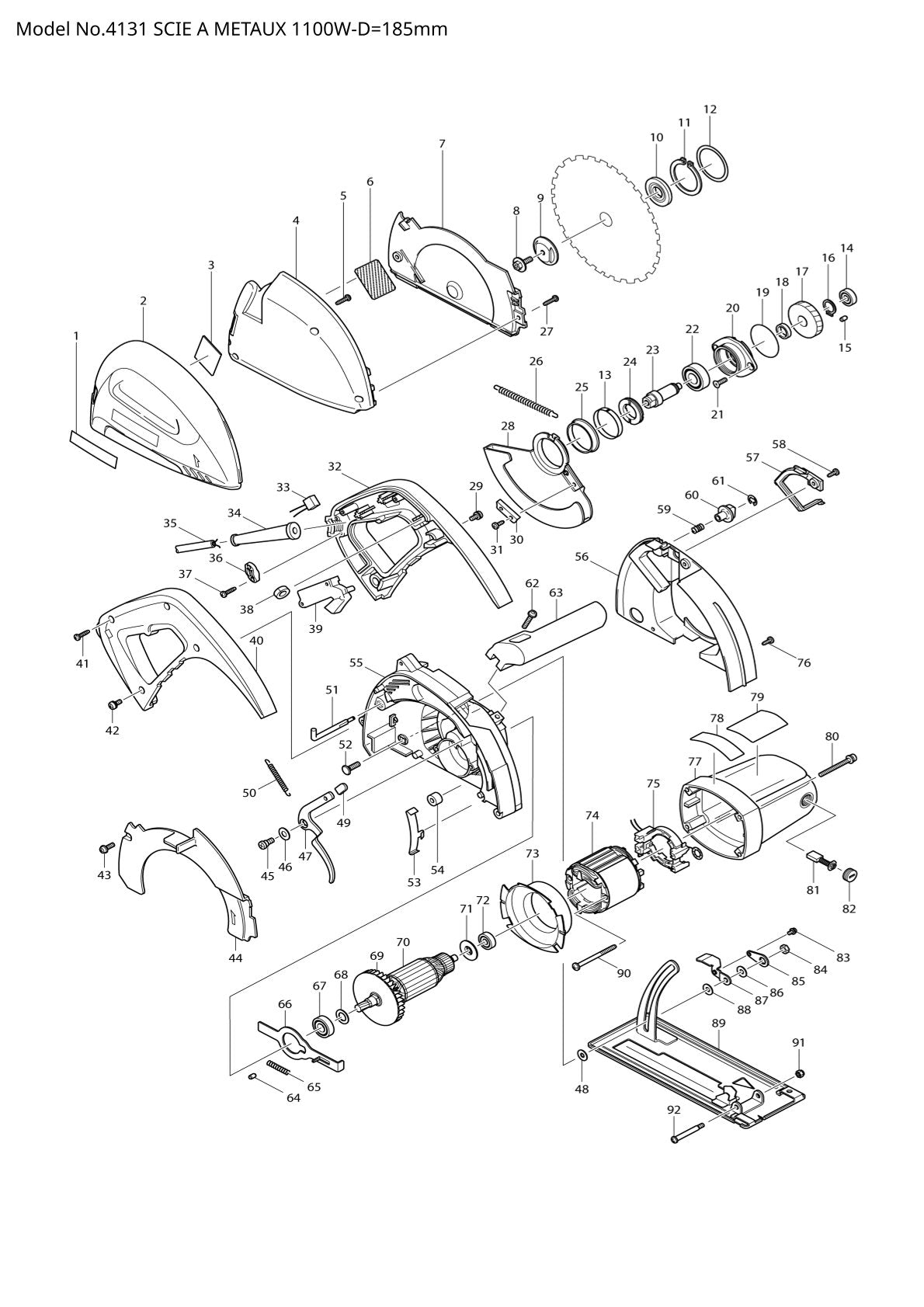 Vue éclatée Makita 4131 - page 1