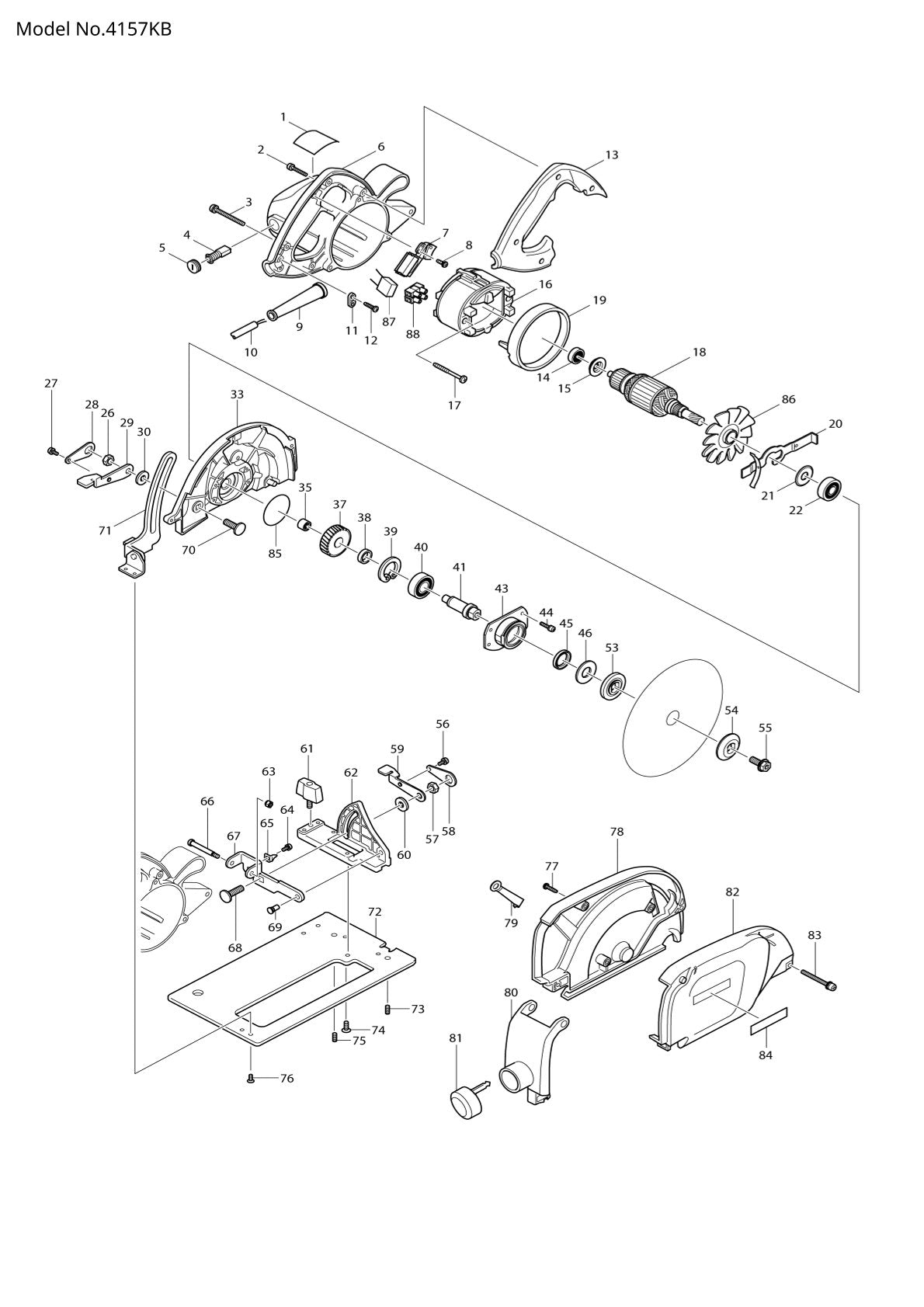 Vue éclatée Makita 4157KB - page 1