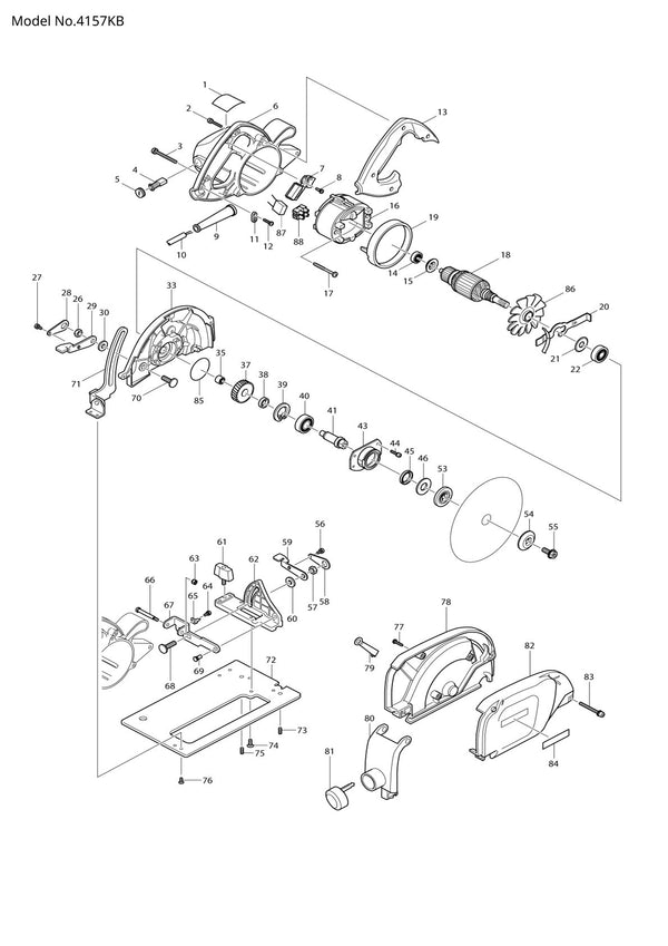 Vue éclatée Makita 4157KB - page 1
