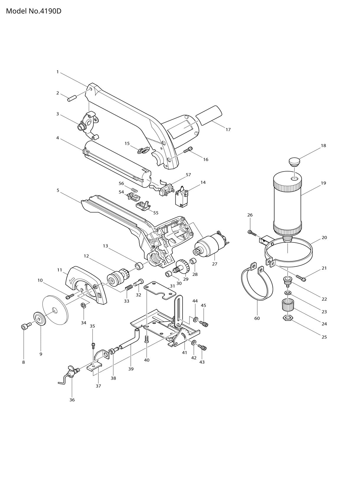 Vue éclatée Makita 4190D - page 1
