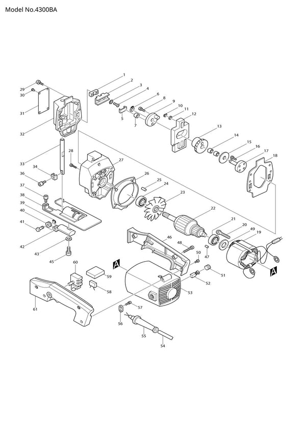 Vue éclatée Makita 4300BA - page 1