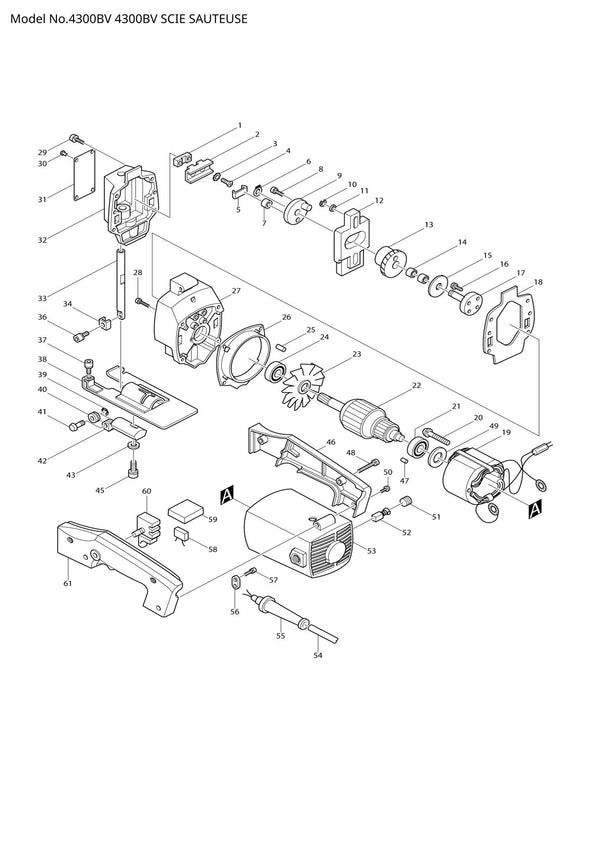 Vue éclatée Makita 4300BV - page 1