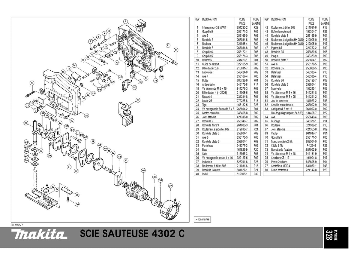 Vue éclatée Makita 4302C - page 1