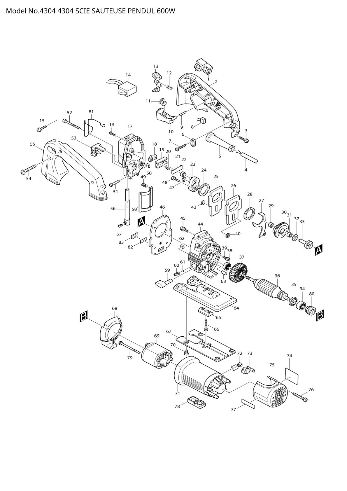 Vue éclatée Makita 4304 - page 1