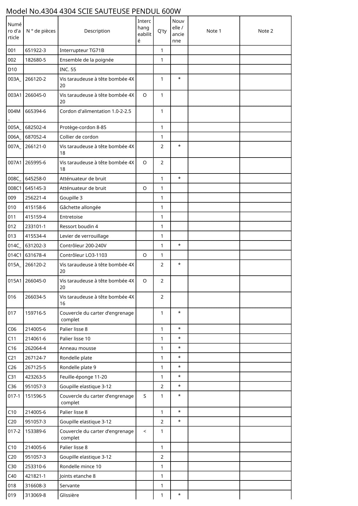 Vue éclatée Makita 4304 - page 2