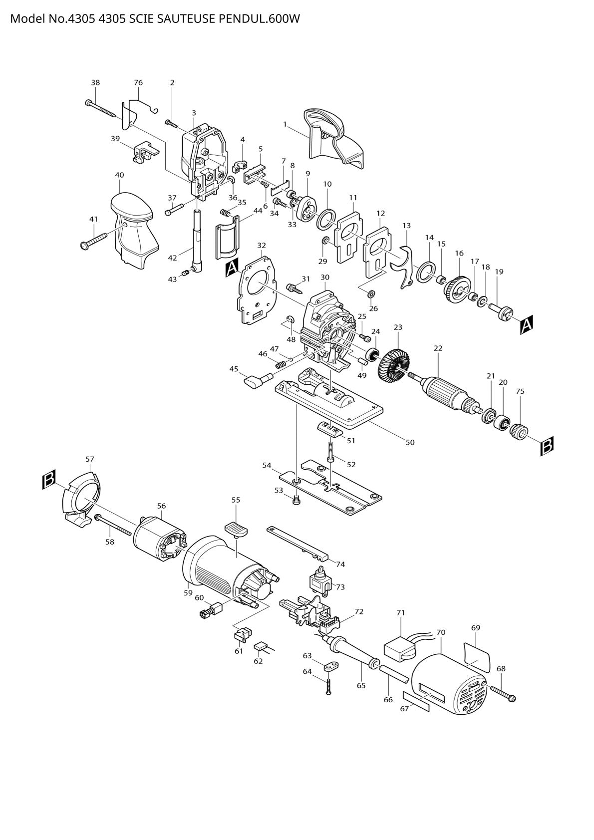 Vue éclatée Makita 4305 - page 1