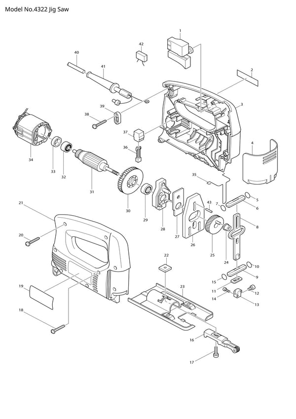 Vue éclatée Makita 4322 - page 1