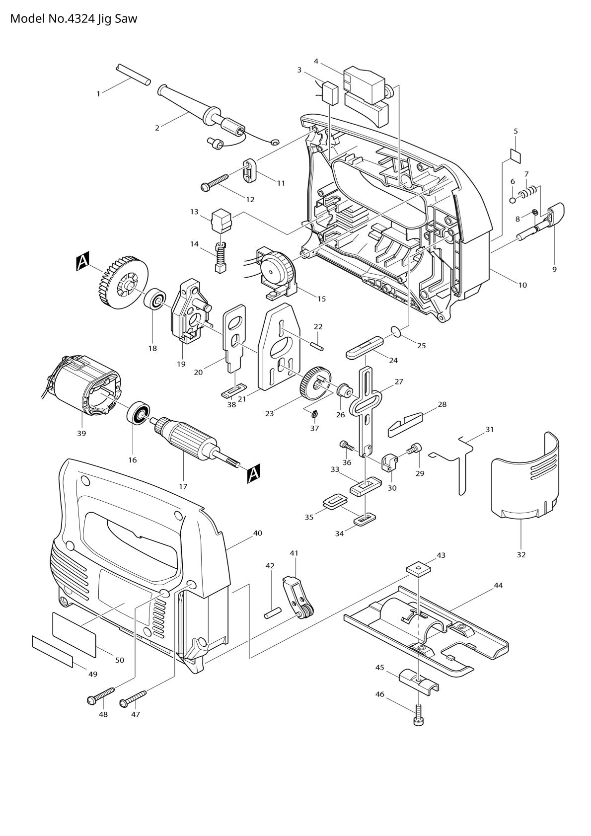 Vue éclatée Makita 4324 - page 1