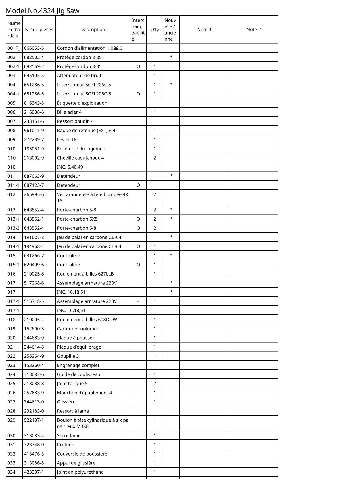Vue éclatée Makita 4324 - page 2