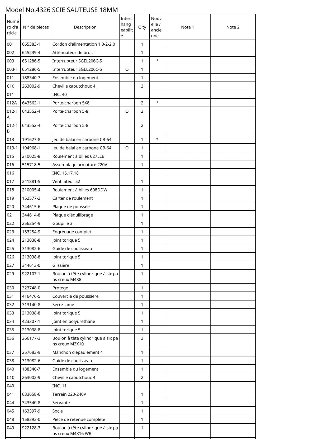 Vue éclatée Makita 4326 - page 2