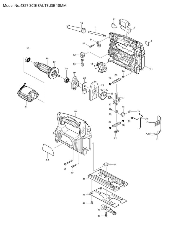 Vue éclatée Makita 4327 - page 1