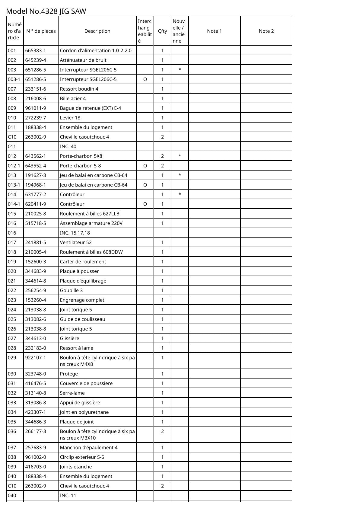 Vue éclatée Makita 4328 - page 2