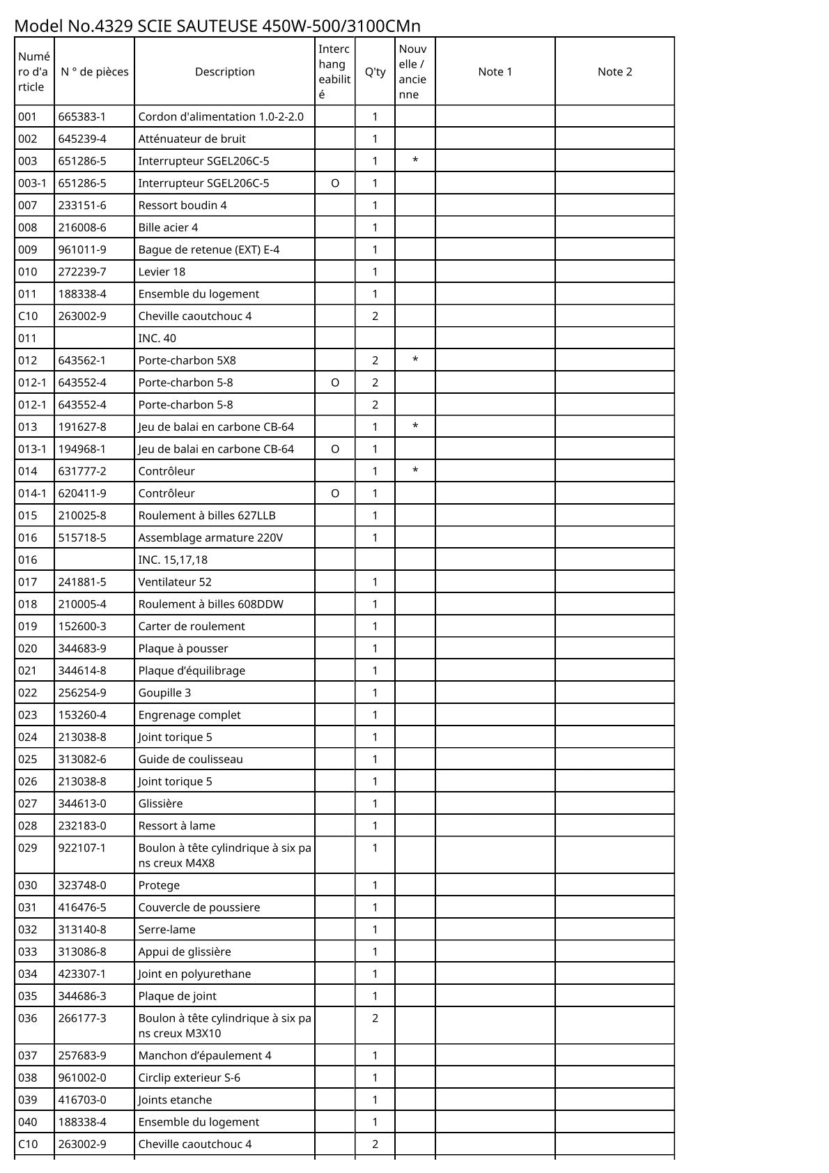 Vue éclatée Makita 4329 - page 2