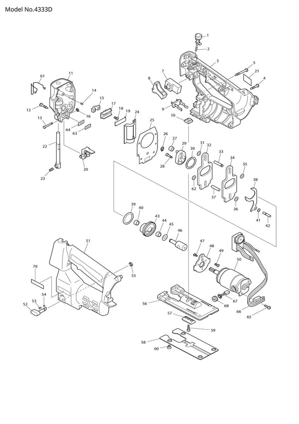 Vue éclatée Makita 4333D - page 1