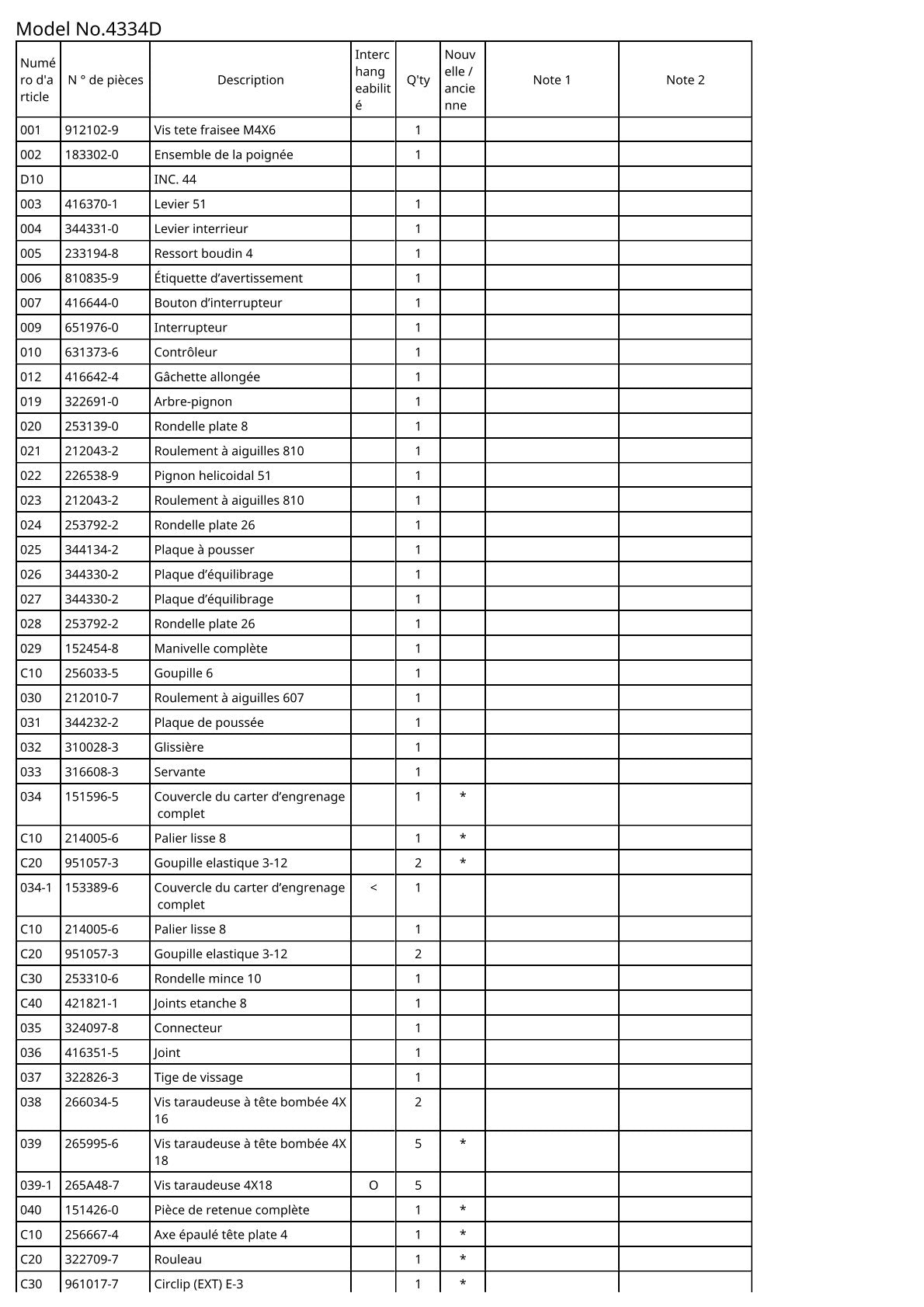 Vue éclatée Makita 4334D - page 2