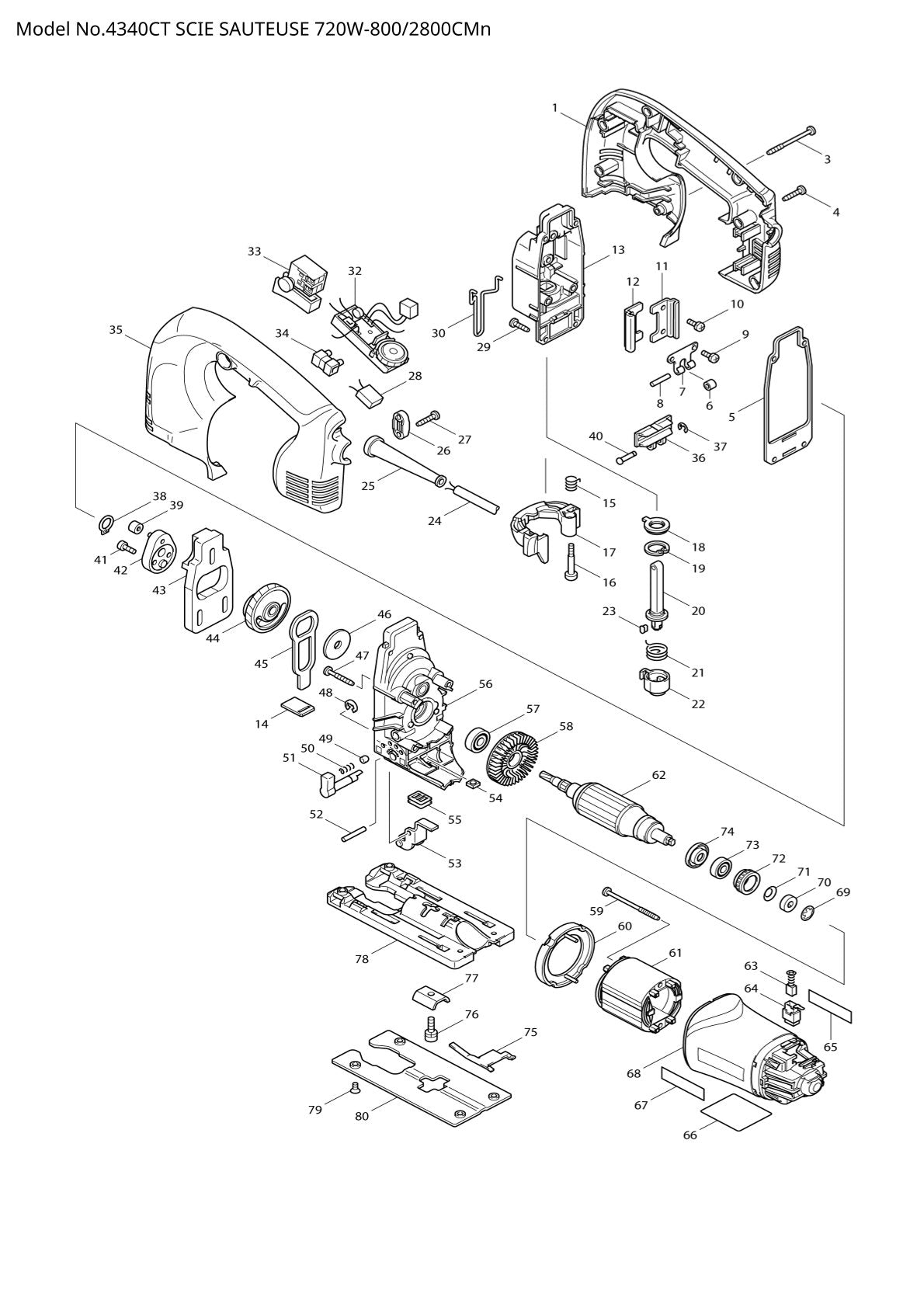 Vue éclatée Makita 4340CT - page 1