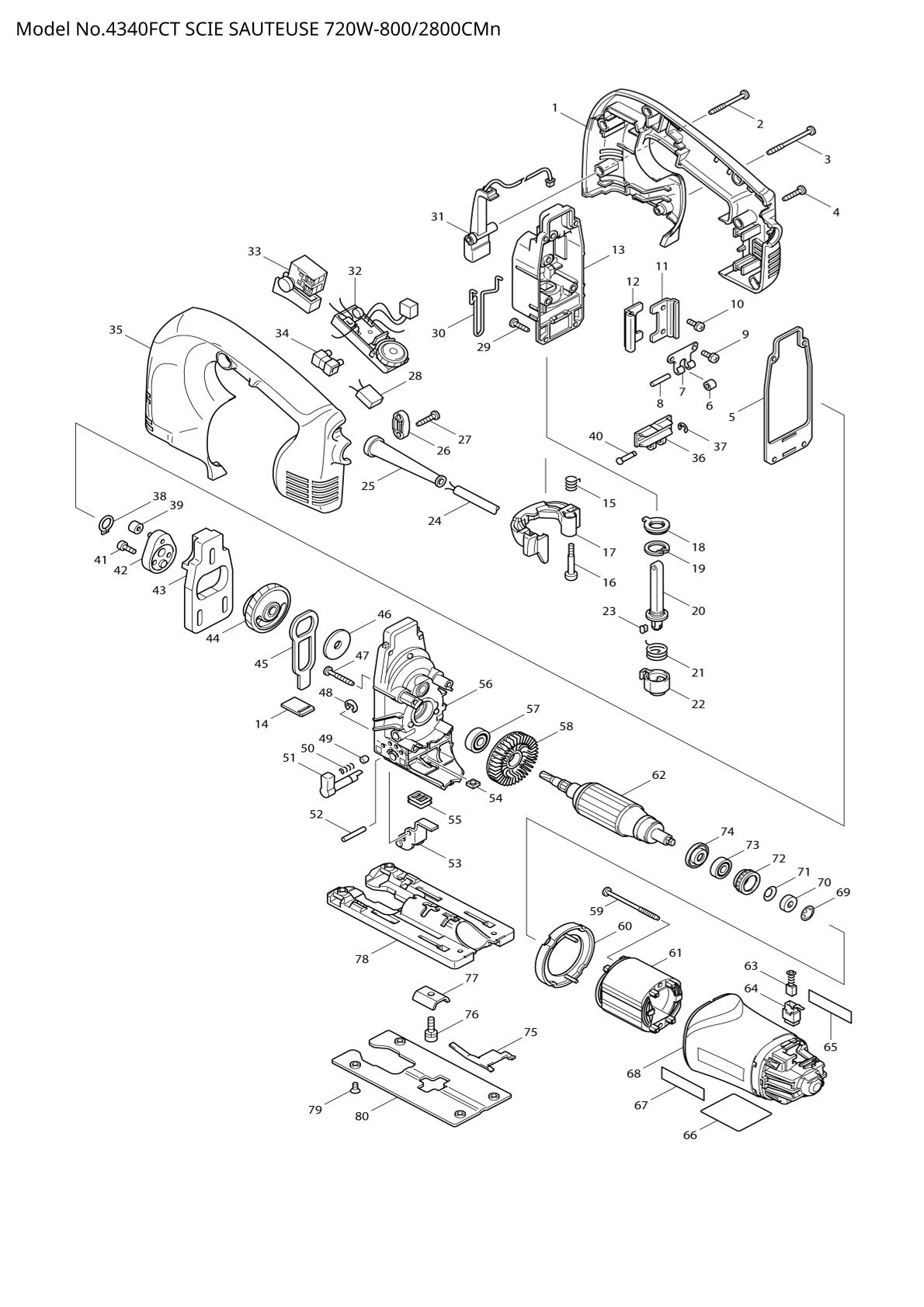 Vue éclatée Makita 4340FCT - page 1