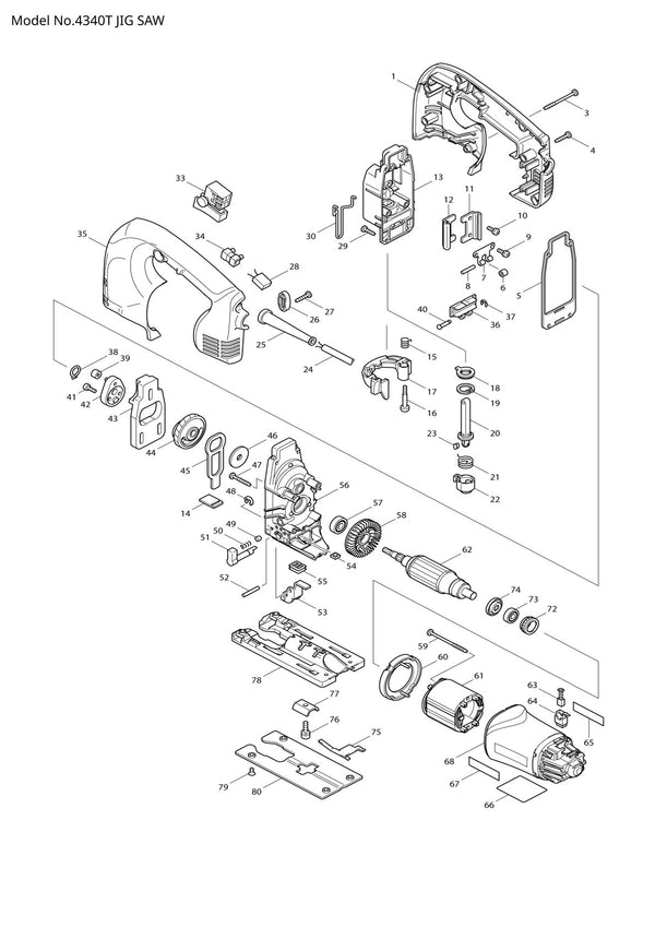 Vue éclatée Makita 4340T - page 1