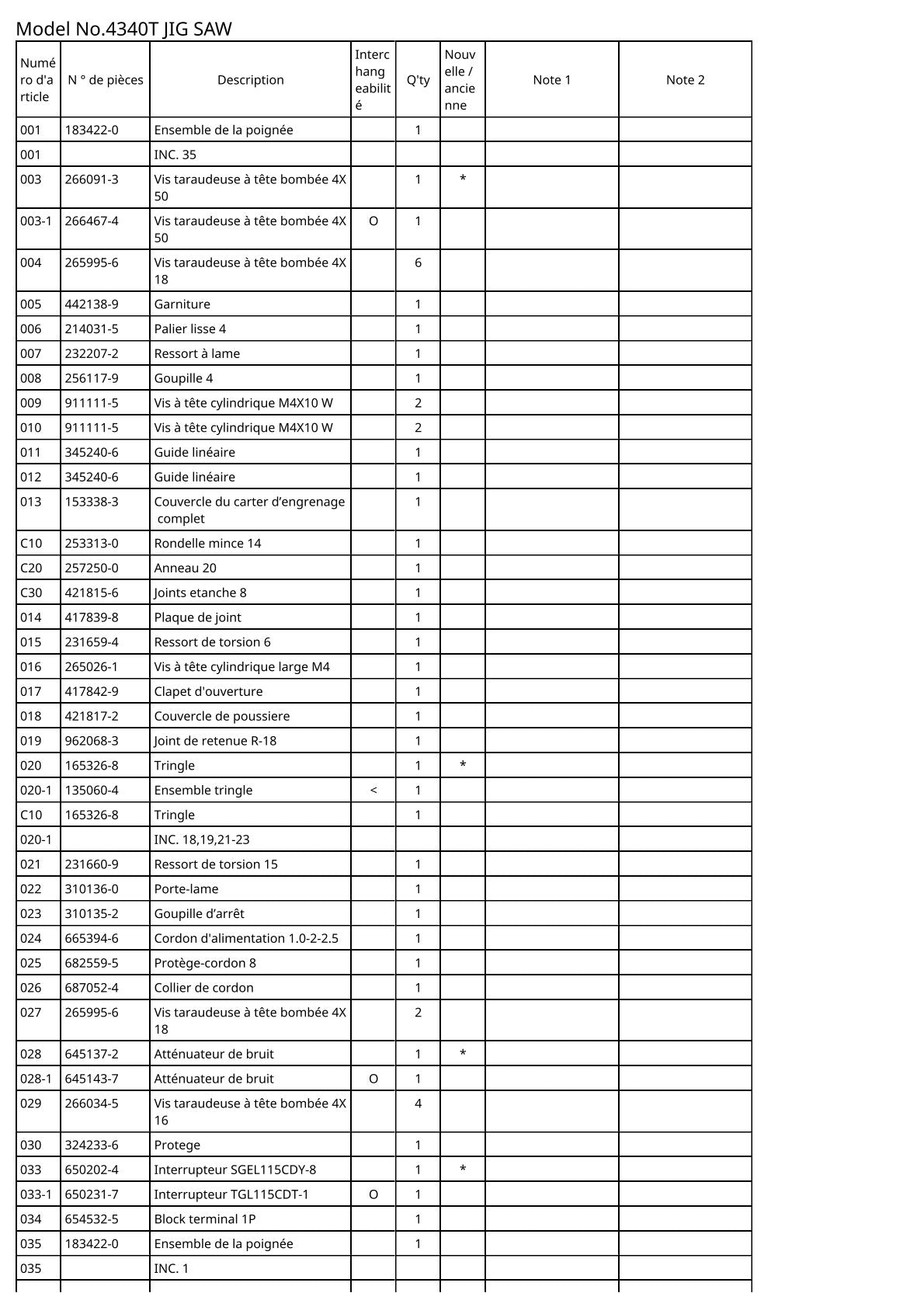 Vue éclatée Makita 4340T - page 2