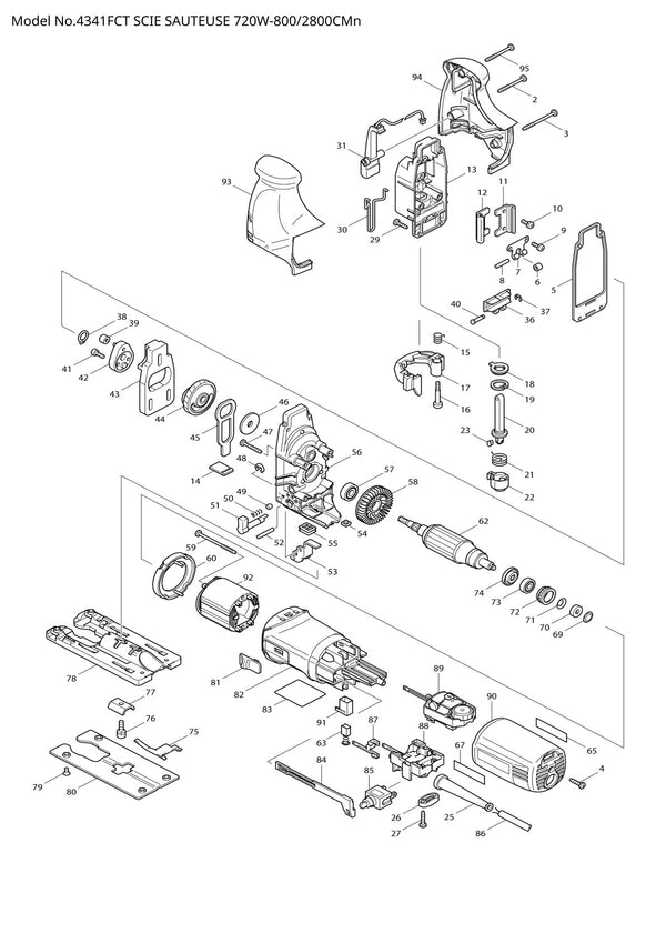 Vue éclatée Makita 4341FCT - page 1