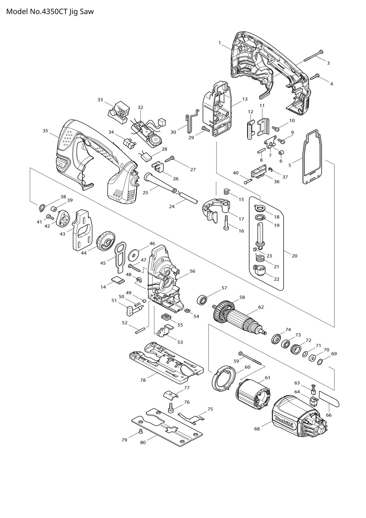 Vue éclatée Makita 4350CT - page 1