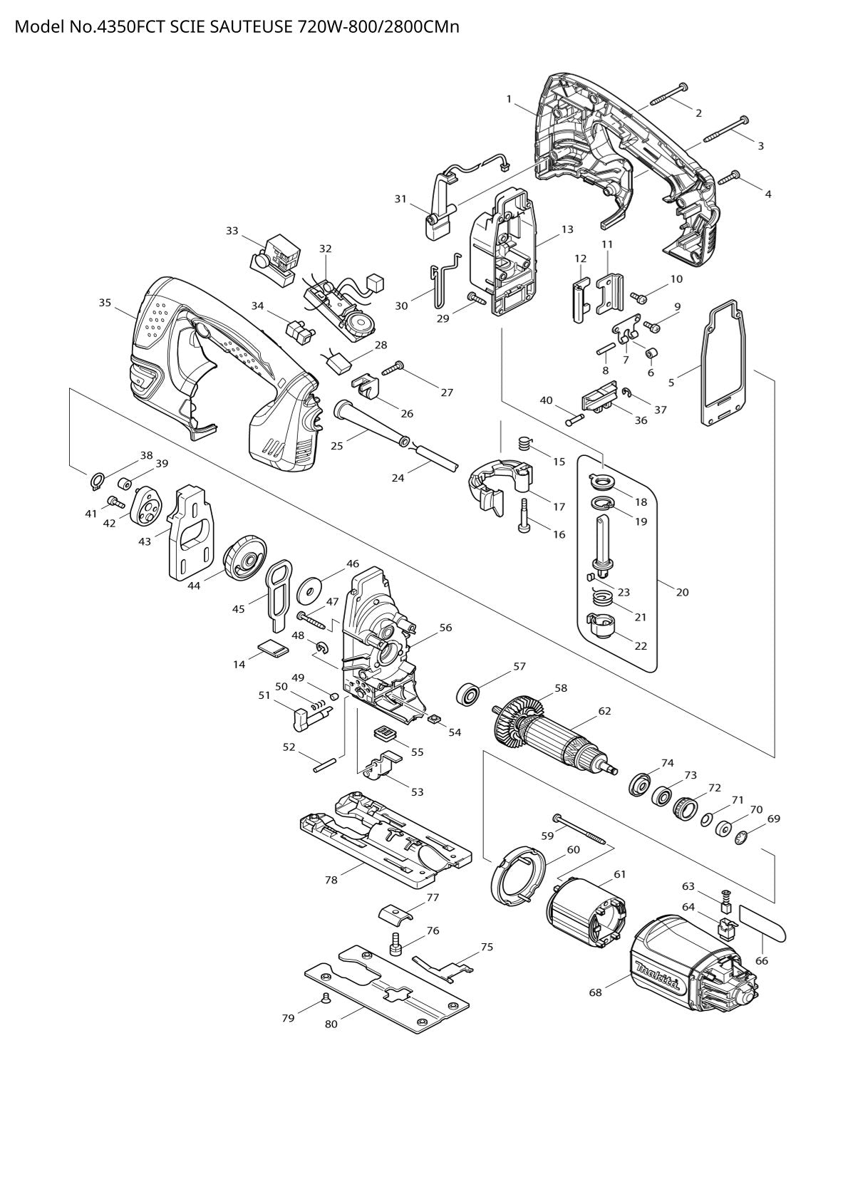 Vue éclatée Makita 4350FCT - page 1