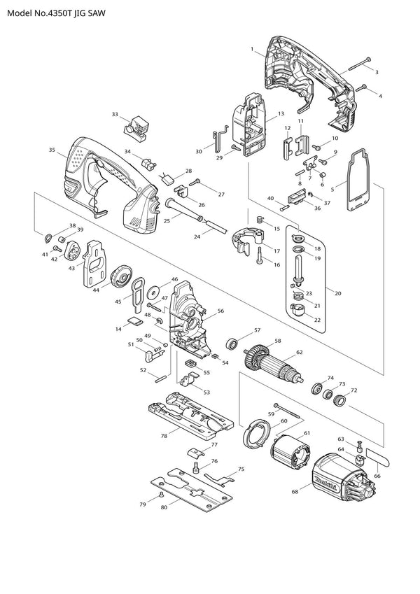 Vue éclatée Makita 4350T - page 1