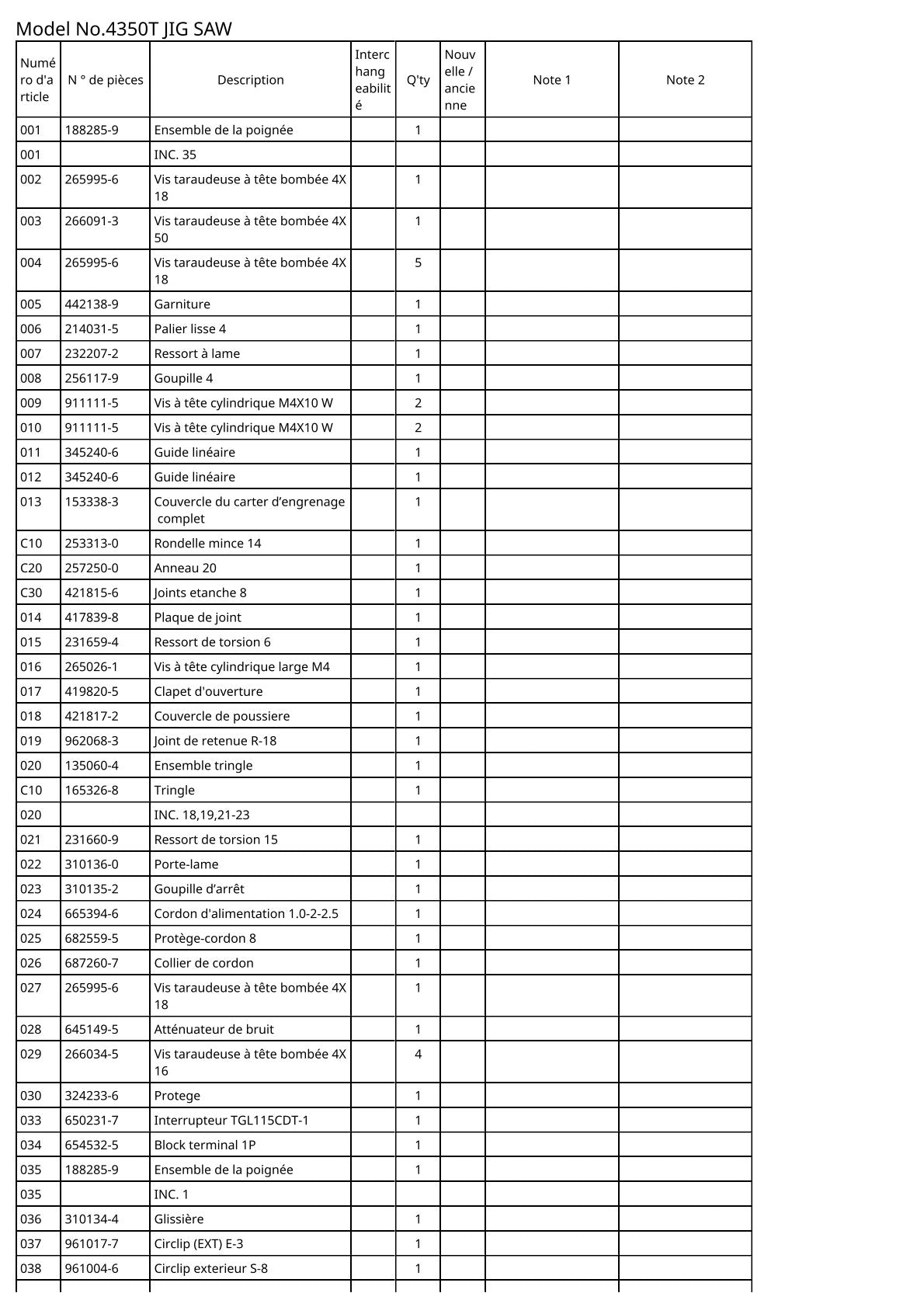 Vue éclatée Makita 4350T - page 2