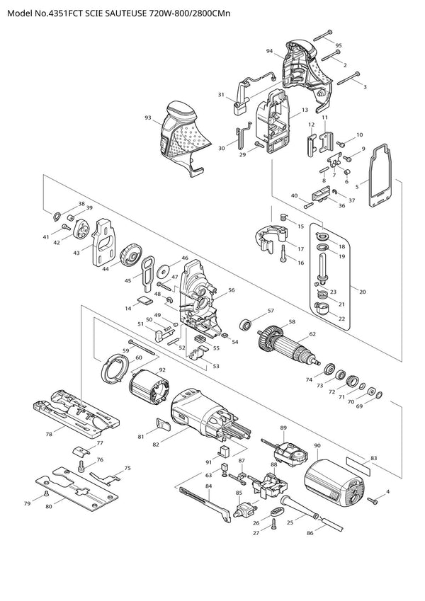 Vue éclatée Makita 4351FCT - page 1
