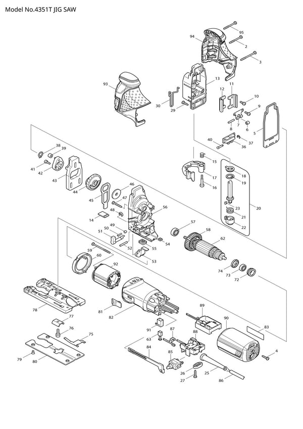 Vue éclatée Makita 4351T - page 1
