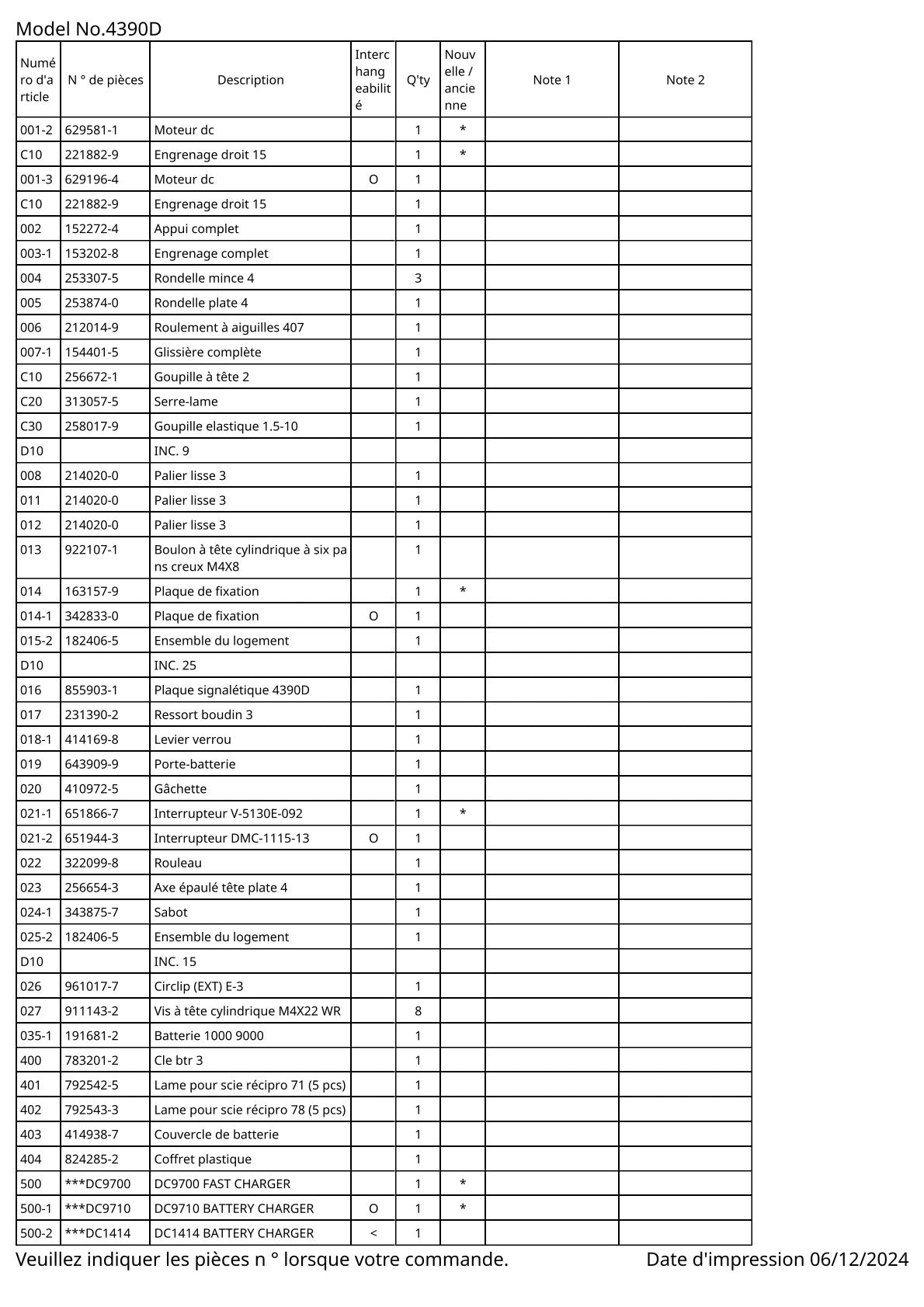 Vue éclatée Makita 4390D - page 2